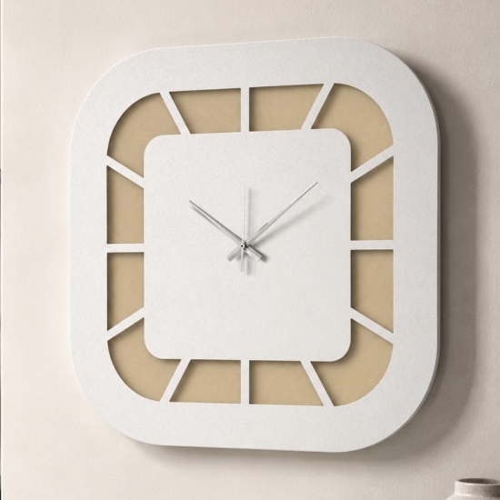 Orologio da parete moderno design quadrato crema e bianco 50x50 cm