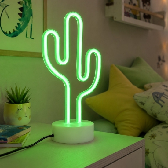 Lampada da tavolo per cameretta bianca led 1,8w cactus