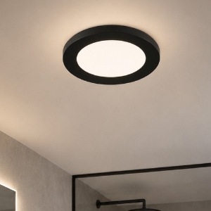 Plafoniera da bagno tonda nera opaco led 3000k dimmerabile ip44