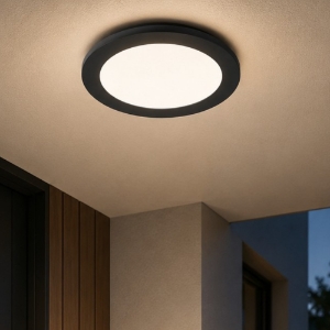 Plafoniera da esterno tonda nero opaco led 15w 3000k ip44 dimmerabile