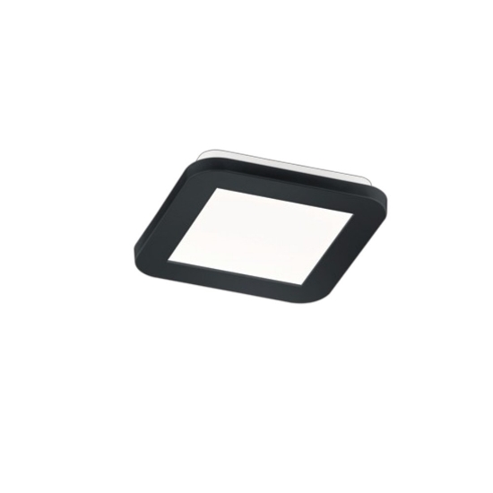 Plafoniera da da bagno quadrata nera opaco led 3000k dimmerabile ip44