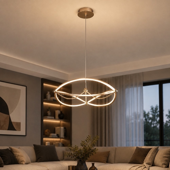 Lampada a sospensione ellisse ottone opaco led 42w 3000k