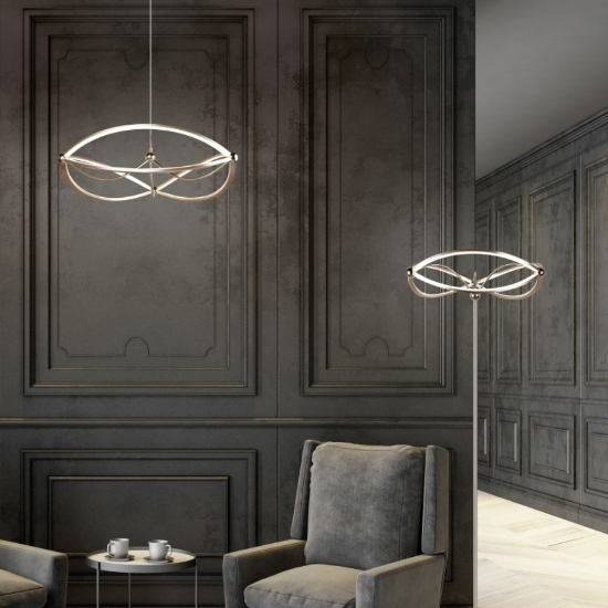 Lampada a sospensione ellisse ottone opaco led 42w 3000k