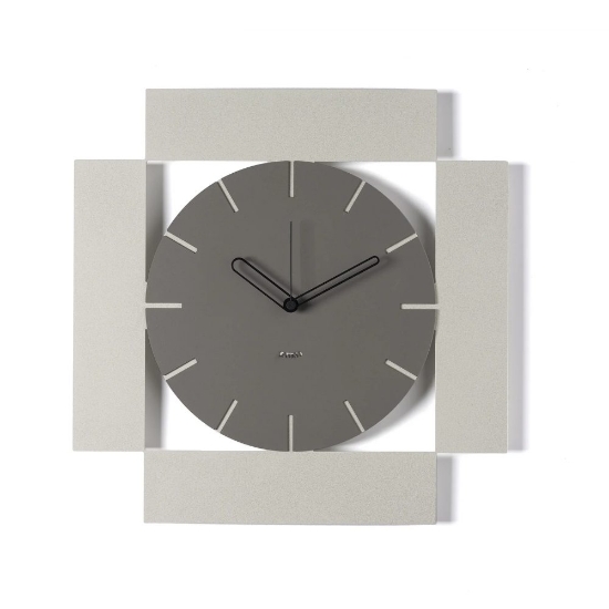 Orologio quadrato da parete moderno avorio e fango 50x50cm