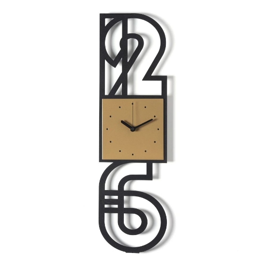 Orologio moderno da parete nero verticale quadrante oro laccato