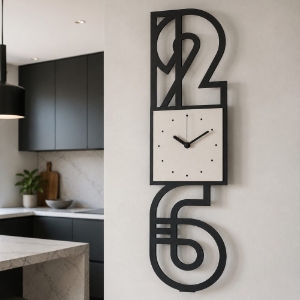 Orologio moderno da parete design verticale nero e avorio