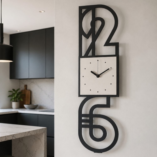 Orologio moderno da parete design verticale nero e avorio