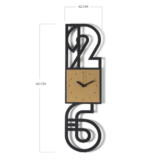 Orologio moderno da parete design verticale nero e avorio
