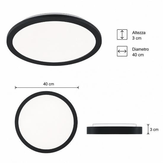 Plafoniera da esterno rotonda nled 24w cct 3000k ip44 dimmerabile