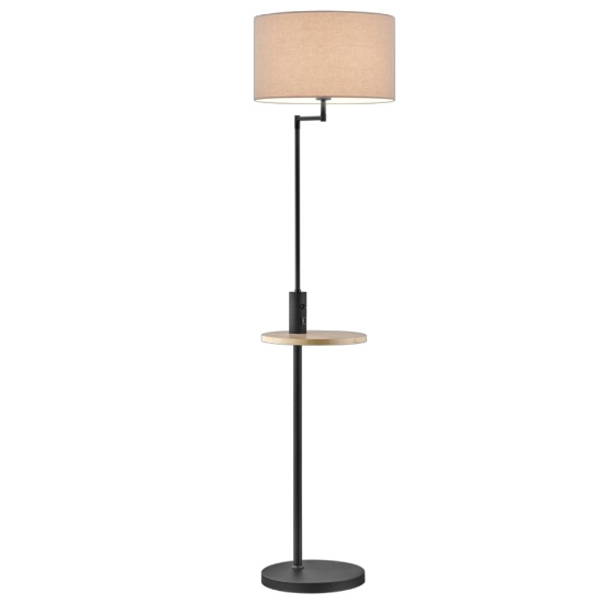 Lampada da terra nera mensola legno presa usb