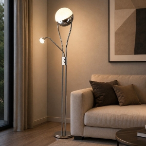 Piantana da terra moderna cromo led 22w 3000k orientabile