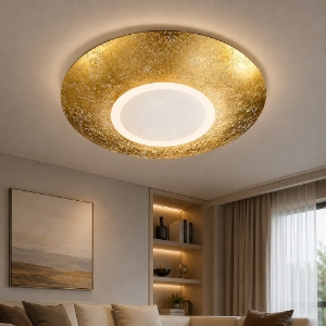 Plafoniera rotonda oro led 12w 3000k per salotto