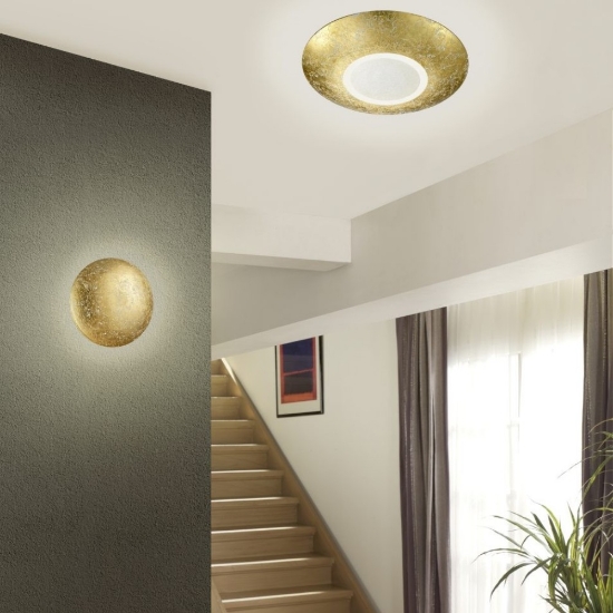 Plafoniera rotonda oro led 12w 3000k per salotto