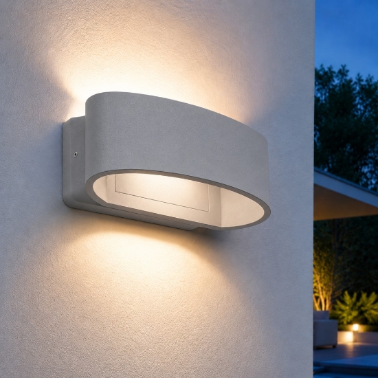 Applique da esterno moderna grigio perla led 12w 3000k ip65
