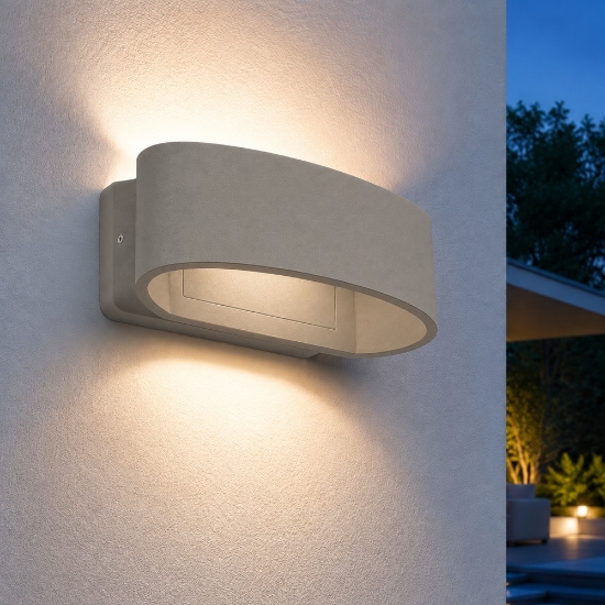 Applique da esterno moderna tortora led 12w 3000k ip65