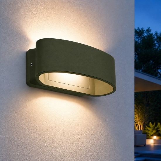 Applique da esterno moderna verde oliva led 12w 3000k ip65