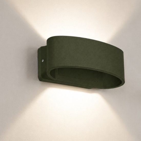 Applique da esterno moderna verde oliva led 12w 3000k ip65