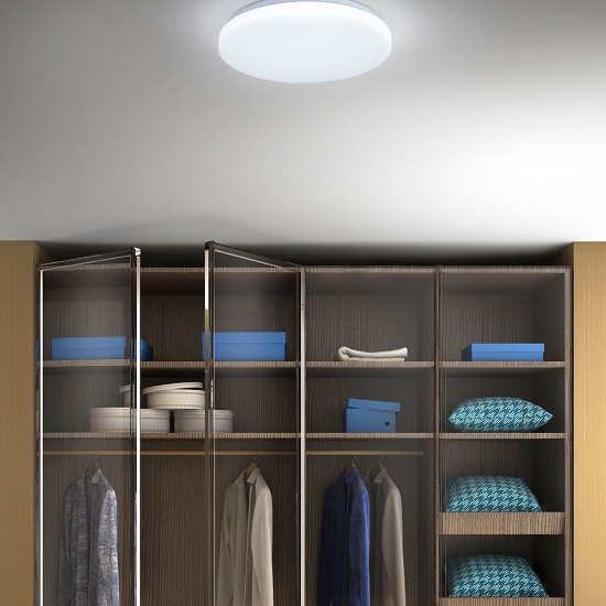 Plafoniera 26 cm moderna tonda bianca led 12w cct 3000k 6500k per corridoio