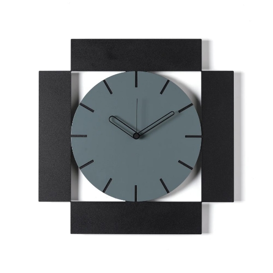 Orologio moderno a parete quadrato nero e petrolio 50x50cm