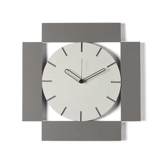 Orologio moderno quadrato per parete cucina design geometrico fango e avorio