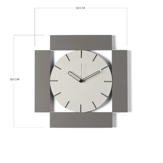 Orologio moderno quadrato per parete cucina design geometrico fango e avorio