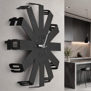 Orologio moderno a parete rotondo nero tridimensionale