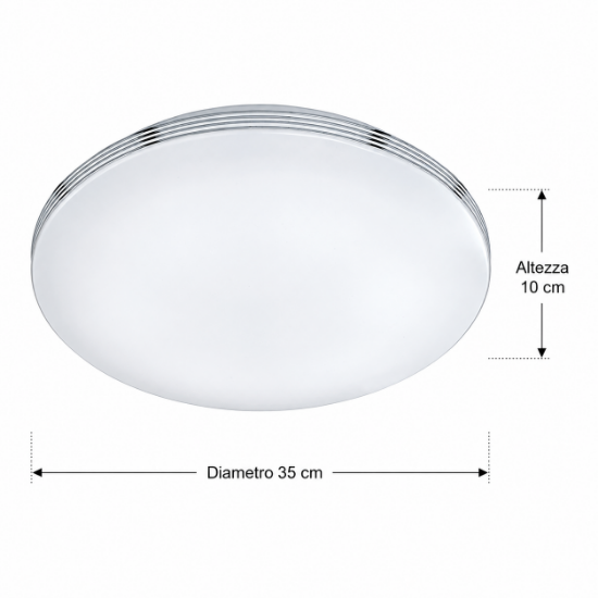 Plafoniera per bagno cromo tonda led 18w 3000k ip44 35cm