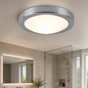 Plafoniera da soffitto per bagno tonda cromo 32cm ip44