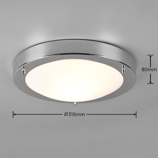 Plafoniera da soffitto per bagno tonda cromo 32cm ip44