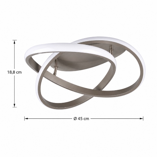 Plafoniera moderna spirale nichel opaco led 18w 3000k dimmerabile 45cm