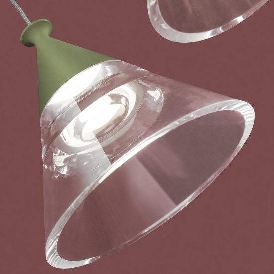 Lampada a sospensione moderna per cucina conica verde salvia led 7w cct 3000k 4000k