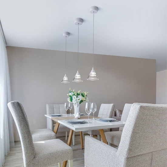 Lampada a sospensione moderna per cucina bianco satinato led 7w cct 3000k 4000k