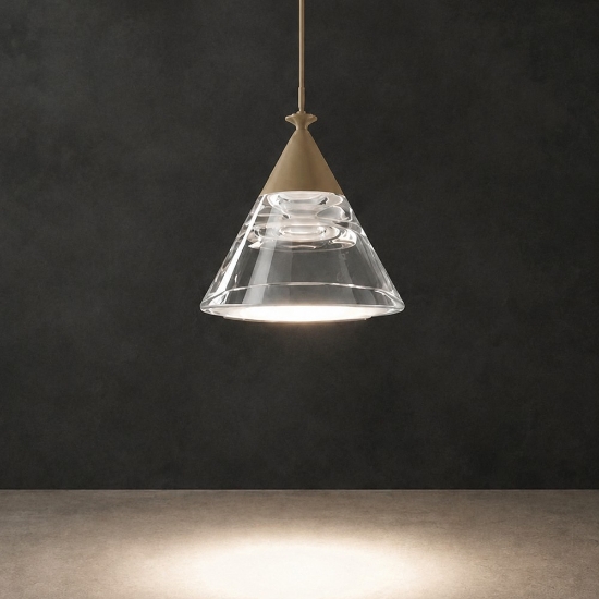 Lampada a sospensione moderna per cucina conica sabbia led 7w cct 3000k 4000k