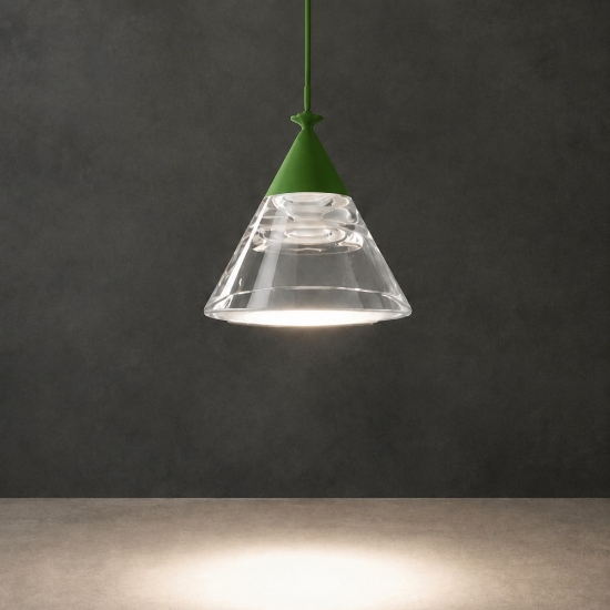 Lampada a sospensione moderna per cucina conica verde oliva led 7w cct 3000k 4000k