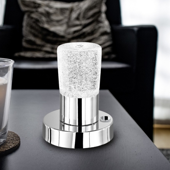 Lampada da tavolo cromo led 4.3w 3000k per salotto