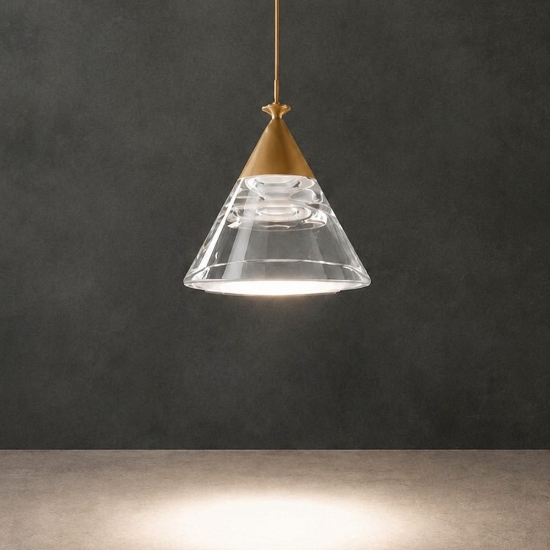 Lampada a sospensione conica moderna oro opaco per cucina led 7w cct 3000k 4000k