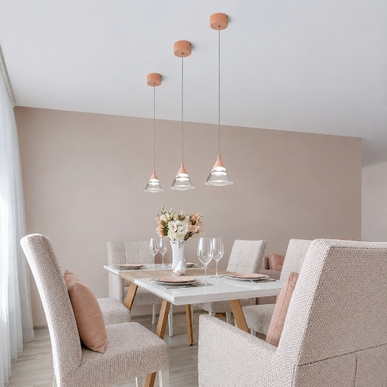 Lampada a sospensione moderna per cucina conica pesca led 7w cct 3000k 4000k