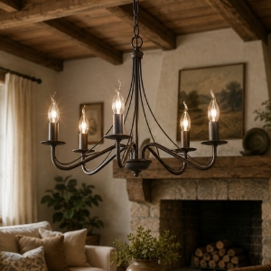 Lampadario rustico ruggine con 5 bracci per soggiorno