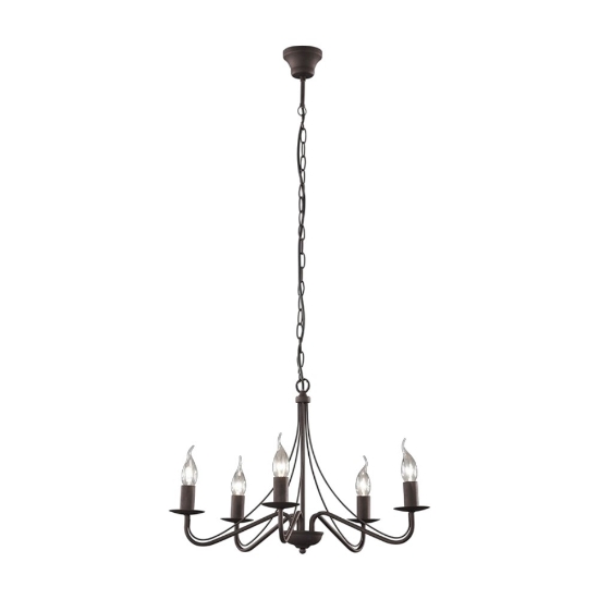 Lampadario rustico ruggine con 5 bracci per soggiorno