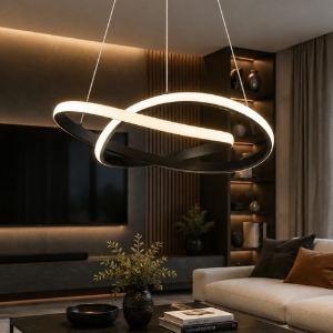 Lampadario a sospensione design nero opaco led 27w 3000k