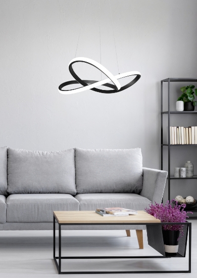 Lampadario a sospensione design nero opaco led 27w 3000k