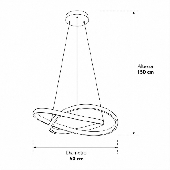 Lampadario a sospensione design nero opaco led 27w 3000k