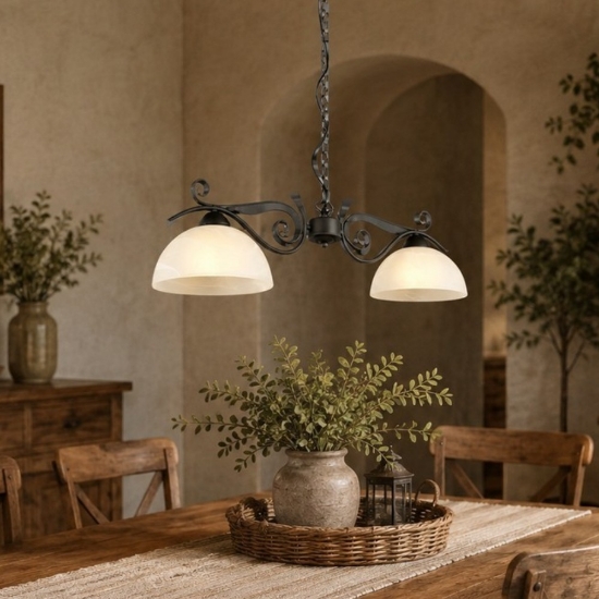 Lampadario da cucina rustico con 2 luci