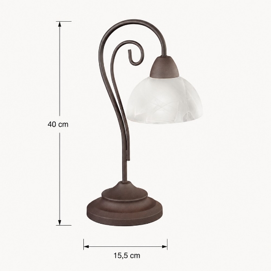 Lampada da tavolo rustica curva ruggine per soggiorno