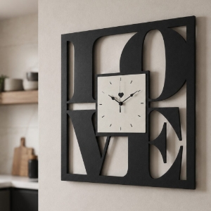 Orologio quadrato moderno per parete cucina nero quadrante avorio