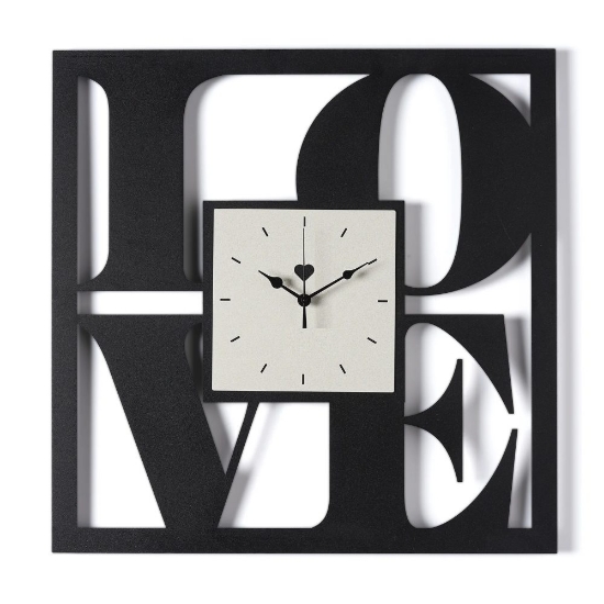 Orologio quadrato moderno per parete cucina nero quadrante avorio