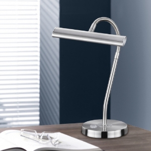 Lampada da scrivania moderna nichel opaco led 4w 3000k orientabile