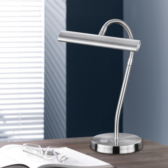 Lampada da scrivania moderna nichel opaco led 4w 3000k orientabile