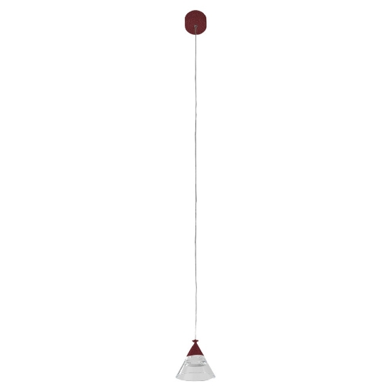 Lampada a sospensione conica moderna bordeaux per cucina led 7w cct 3000k 4000k