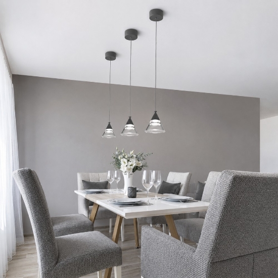 Lampada a sospensione conica moderna antracite per cucina led 7w cct 3000k 4000k
